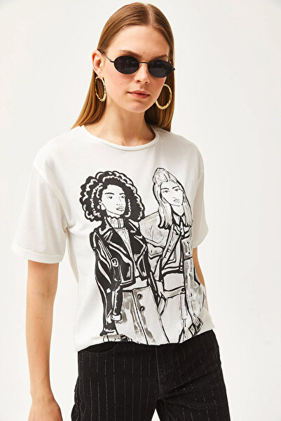 Olalook Γυναικείο μπλουζάκι με λεπτό φύλλο εκρού TSH-19000772