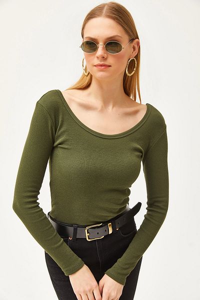 Olalook Γυναικεία μπλούζα Khaki Camisole - Φαρδύς γιακάς BLZ- 19000722