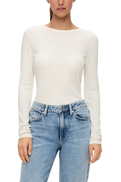 QS by s.Oliver Langarmshirt mit Rippstruktur