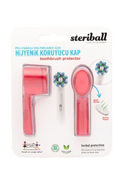 Steriball Pilli veya Şarjlı Diş Fırçaları İçin Hijyenik Diş Fırçası Kabı 2 li - KIRMIZI-TURKUAZ