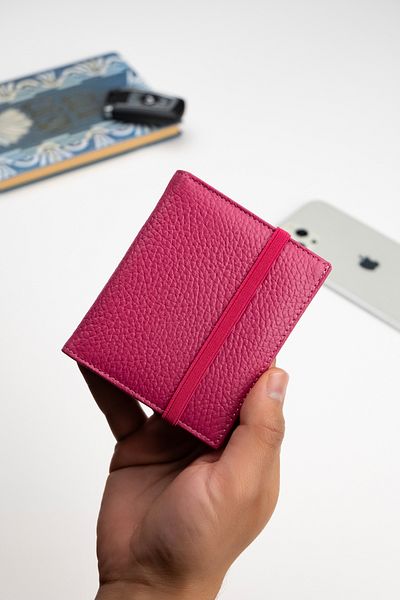 Niki Leather Alex Fuchsia Real Leather Unisex Card Holder Wallet