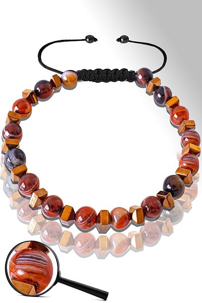 Tesbih Atölyesi 6 Mm Natural Karnelyan Rose Bracelet with Hematite - Certified, Red