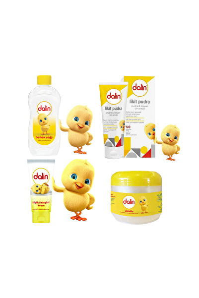 Dalin Bebek Bakım Seti - Bebek Yağı - Likit Pudra- Vazelin - Pişik Önleyici Krem