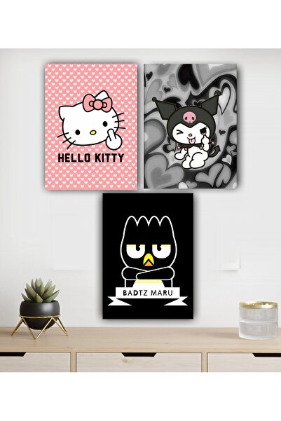 icase Hello City Badtz Maru Anime Ornament pentru ușă Set de 3 decorațiuni de...