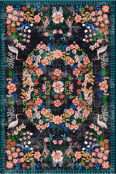 Rugs Modern Halı Berlin 1309 Floral Çok Renkli Çiçek Desenli Renkli Dokuma Ta...