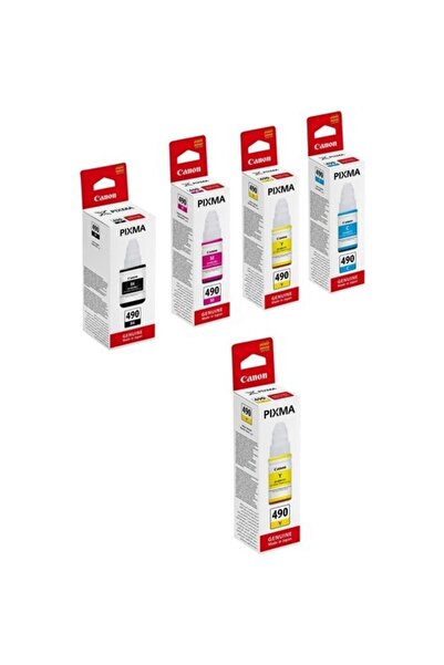 Canon Gı-490 Pixma G3415 4 Renk Mürekkep Seti + 1 Sarı