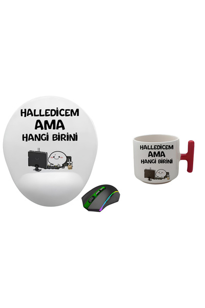 GünayStore HALLEDİCEM AMA HANGİ BİRİNİ  YAZILI MOCHİ CAT  BASKILI MOUSE PAD +...