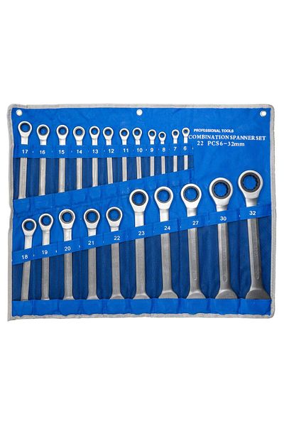Titi 6125 Ratchet Combined Wrench Set 6-32mm 22 Pieces (With Cloth Bag)