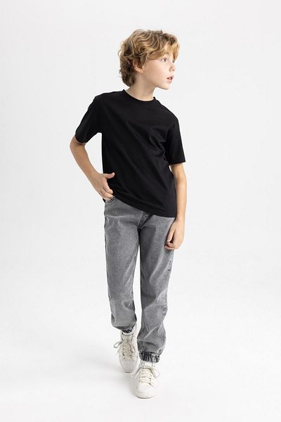 DeFacto Boy's Crew Neck Black Short Sleeve School t Shirt K1687A624Sm