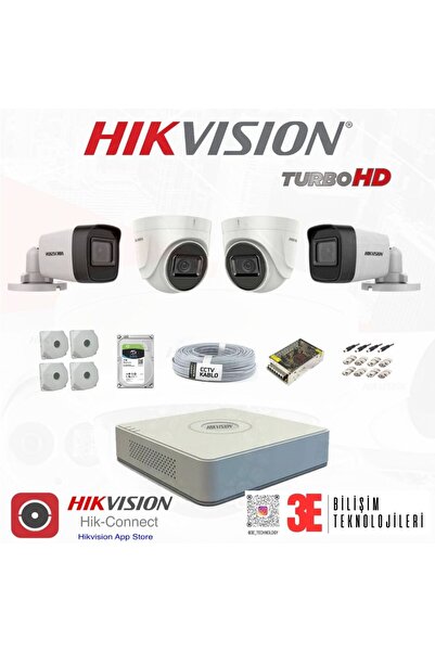 Hikvision Haikon 4 Kameralı Güvenlik Kamera Hazır Set 1TB 7/24 HDD