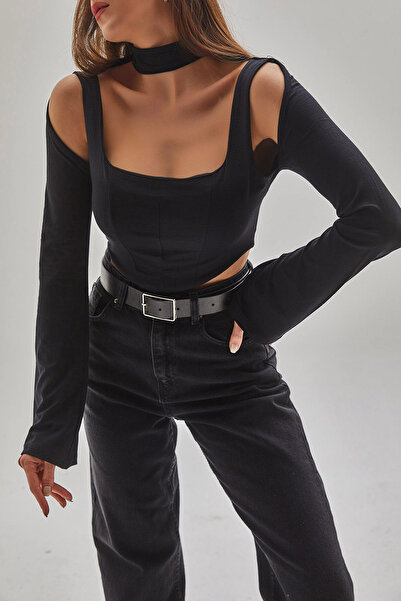 Bianco Lucci Dámská halenka s polovičním rolákem na ramenou60121004