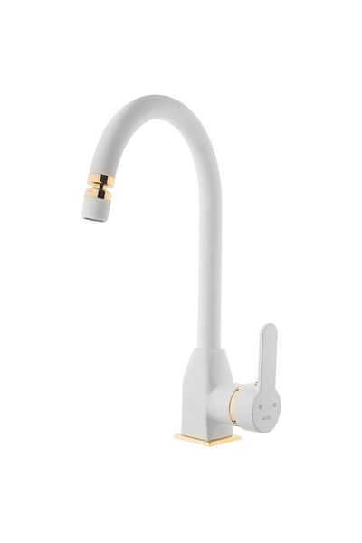 KARE Style Mix Kitchen Sink Faucet (Long Spout), White-Gold