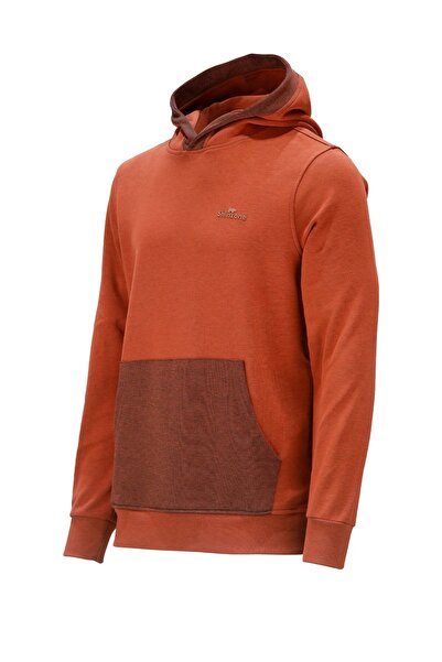Shinzone Erkek Standart Fit Kapüşonlu Cepli Turuncu Sweatshirt