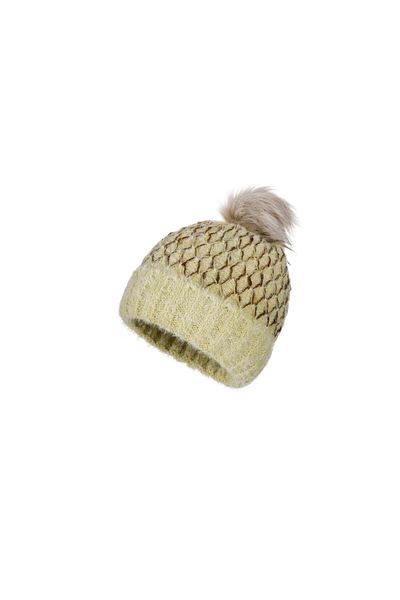 Fonem Soft Textured Pompom Women's Carpi Beanie FO 2611 Lemon