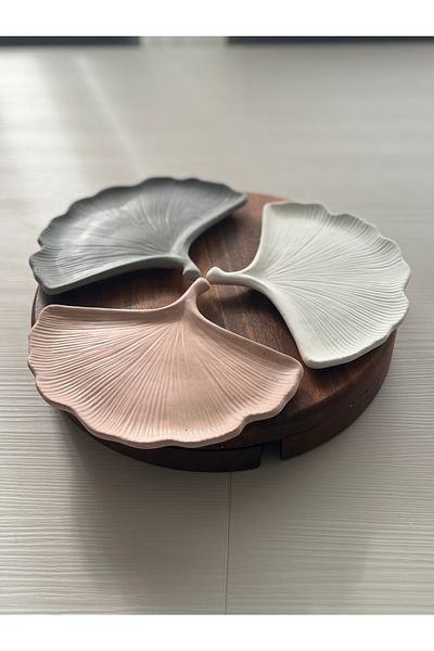 the TURF candles Σετ 3 διακοσμητικά πιάτα Ginko Leaf, Βάση παρουσίασης, Σουβέρ καφέ, Κηροπήγιο, Κοσμήματα