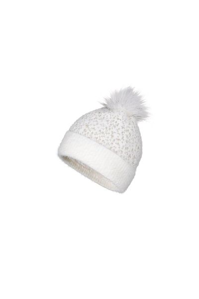 Fonem Women's Silvery Fur Pompom Swan Beret FO 2586 Ecru