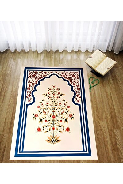 linazaitun Dijital Baskılı Modern Renkli Çiçek Kadife Dokulu Yıkanabilir Kaym...