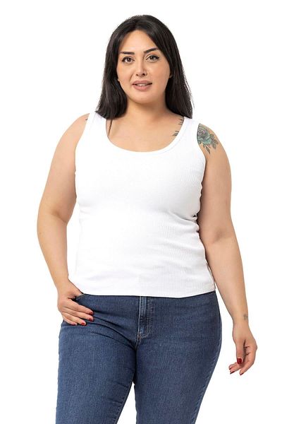 DISENTIS MODEST Large Size Strappy Ribbed Camisole White Body