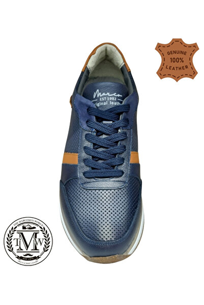 MARCOMEN Чорно-сині чоловічі повсякденні черевики з натуральної шкіри