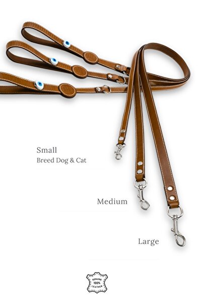 BANDOGSTYLE Avanos Koleksiyon Gerçek Pull- Up Deri Cam Nazar Boncuğu Işlemeli Köpek Gezdirme Tasması