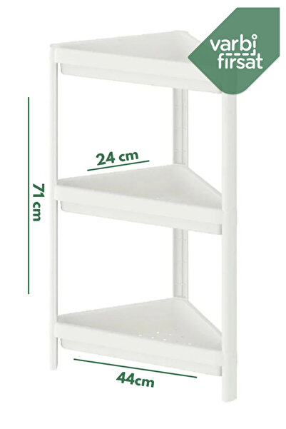 Varbifırsat Vesken Triangle Shelf Unit 3 Tiers Corner Bathroom Shelf Organizer Shampoo Holder