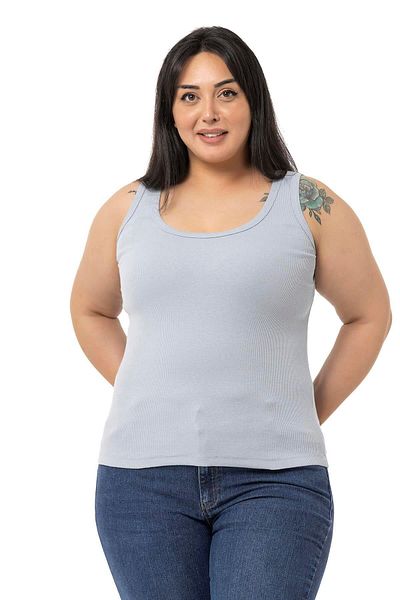 DISENTIS MODEST Large Size Strappy Ribbed Camisole Gray Body