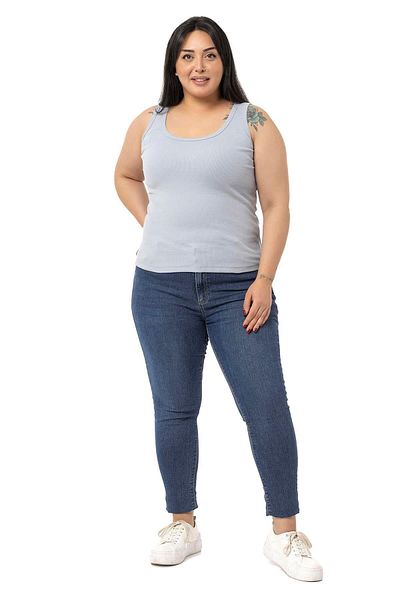 DISENTIS MODEST Large Size Strappy Ribbed Camisole Gray Body