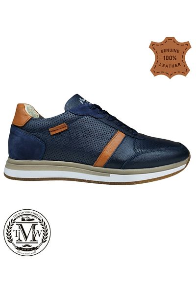 MARCOMEN Navy Blue Genuine Leather Men's Casual Shoes