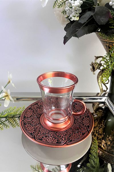 DECOSTYLE Carving Art Finishing Technical Copper Black Embroidered 12 Piece Glass Set