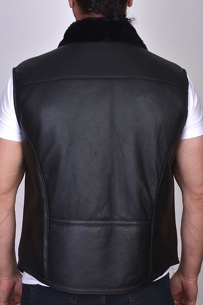fubileather Men's Leather Vest - Genuine Lambskin with Real Fur Inside