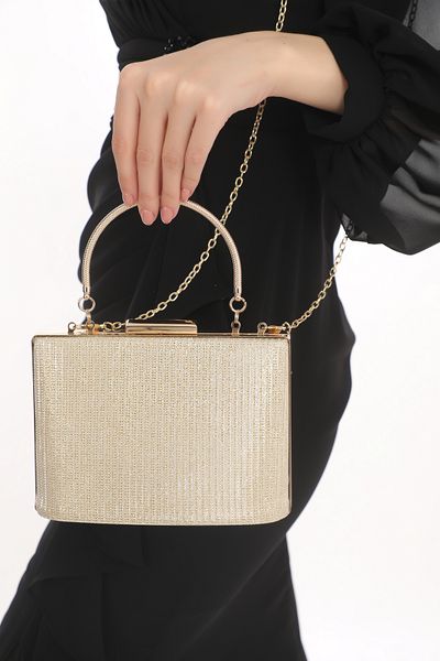 womenacs Γυναικεία τσάντα Clutch με χρυσό στήθος βραδινό φόρεμα