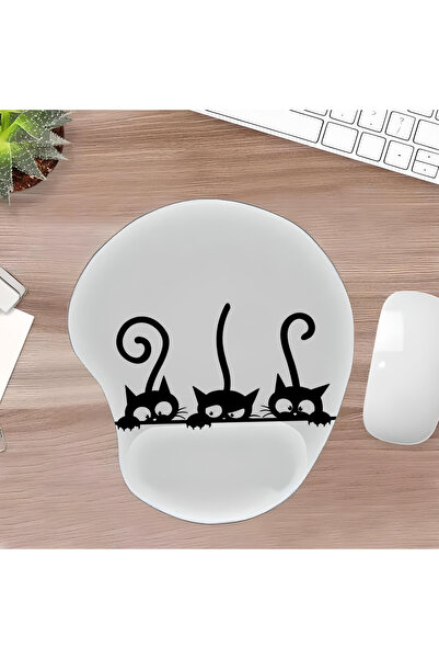 UcuruStore Τριπλό οβάλ μαξιλαράκι ποντικιού με στήριξη καρπού για γάτες