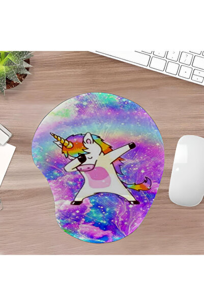 UcuruStore Πολύχρωμο Οβάλ Μαξιλαράκι Ποντικιού Unicorn με Στήριγμα Καρπού
