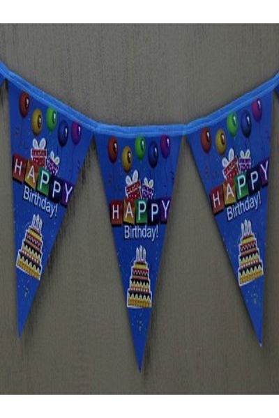 Kazanabil HAPPY BIRTHDAY WRITTEN BIRTHDAY PARTY FLAM FLAG BLUE