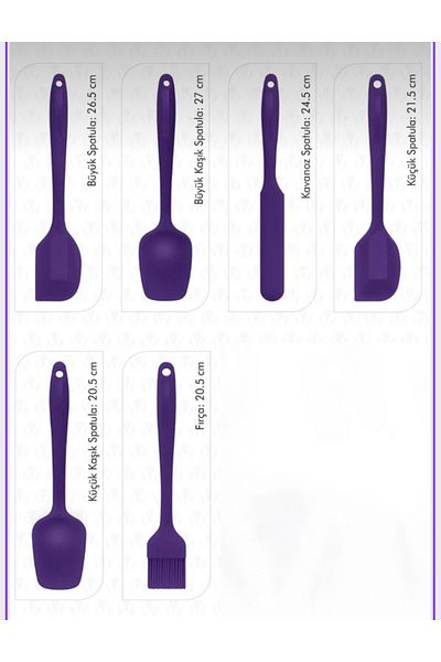 M Mimoza Park Heat Resistant Fireproof Non-Stick Silicone Spatula Set 6 Pieces Purple