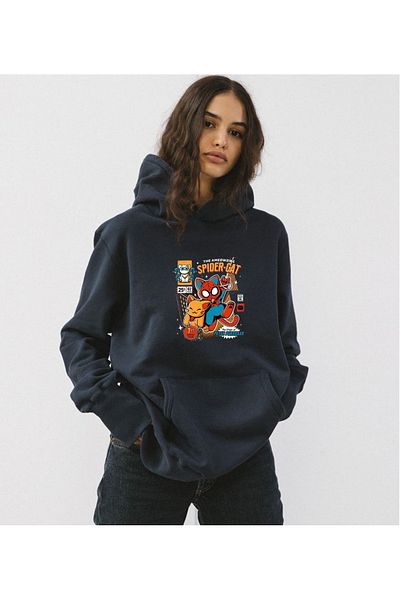 BLACKMAYS Spider Cat Printed - Colorful Oversize Hooded Unisex Sweatshirt