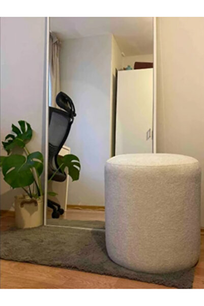 BEYLERBEYİ Puf Tedy Kumaş  Beyaz Makyaj Pufu Puf Sandalye Ayak Uzatma Pufu 45...