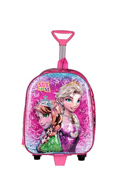 DZC KUZENLER AVM Çekçekli Anaokul Ilkokul Kreş Frozen Elsa Sırt Çanta Valiz