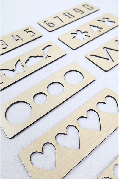 kutuTR Notpa Children's Montessori Hand Muscle Development and Line, Number and Shape Works 16 Pieces Maple