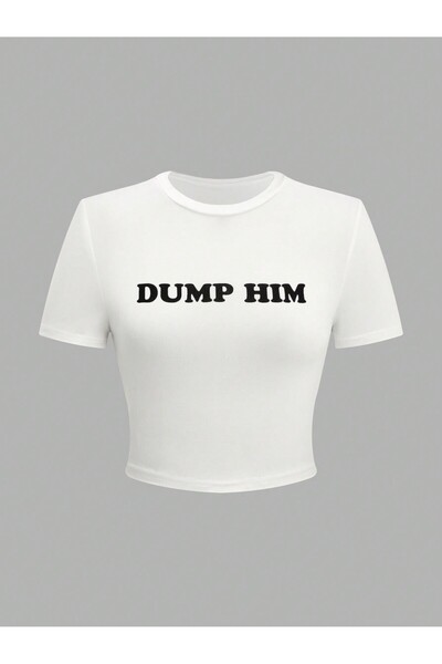 Jose Clothing بلوزة نسائية بيضاء مطبوعة بأكمام قصيرة