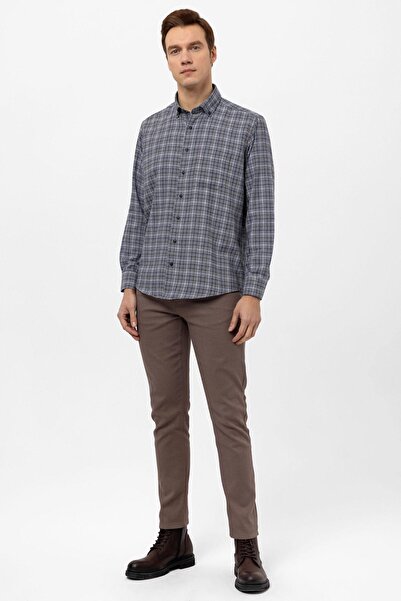 SÜVARİ Сорочка з картатим кроєм, прямим силуетом і кутовими манжетами