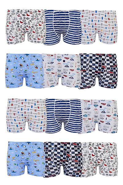 DoDe Flora Tutku 0254 Boy's Mixed Pattern Οικονομικό Μακρύ Μπόξερ 12 Πακέτα