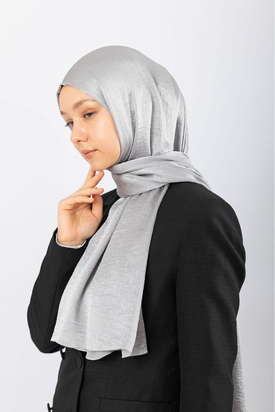 hijabchi Σατέν Κρακ - Ασημί Γκρι