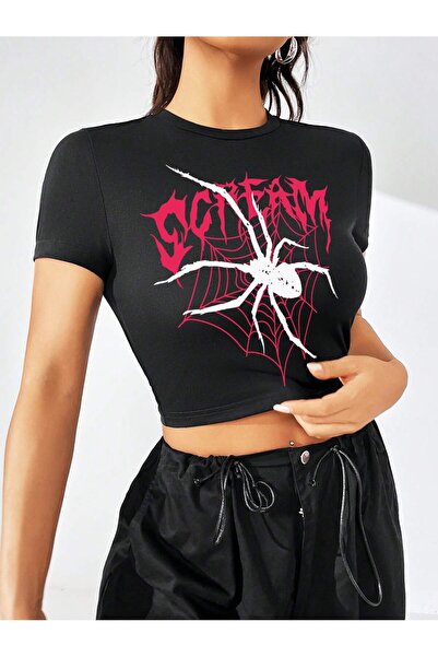 Jose Clothing Μαύρη μπλούζα - Γυναικεία, κοντομάνικη, με τύπωμα