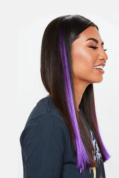 New Obsessions Purple Colored 4 Pieces Synthetic Fiber Hair Set with Snap Fasteners