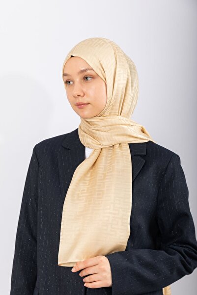hijabchi Imported Silky Jacquard Geometric - Golden Yellow
