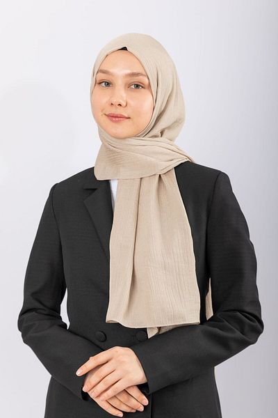 hijabchi Φυσικό Σάλι Κρεπ - Αμύγδαλο