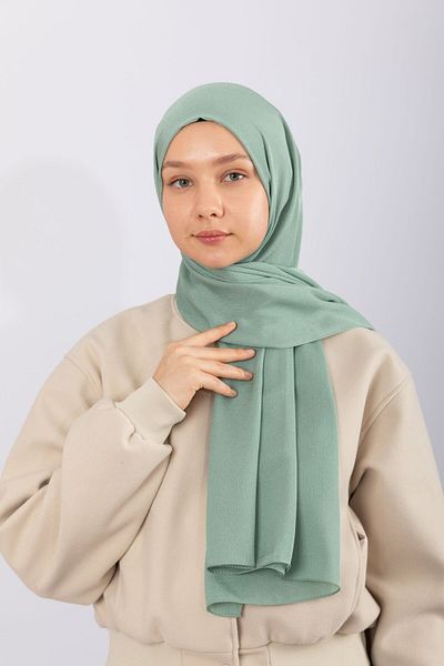 hijabchi Φυσικό Σάλι Κρεπ - Νερό Πράσινο