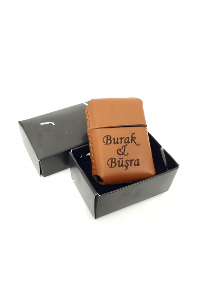 SürLaz El Yapımı Deri Kılıflı Benzinli Çakmak İsme Özel