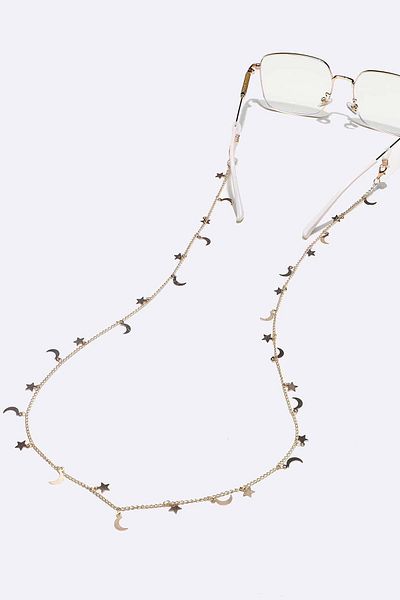 New Obsessions Moon And Star Detailed Glasses Hanger Chain